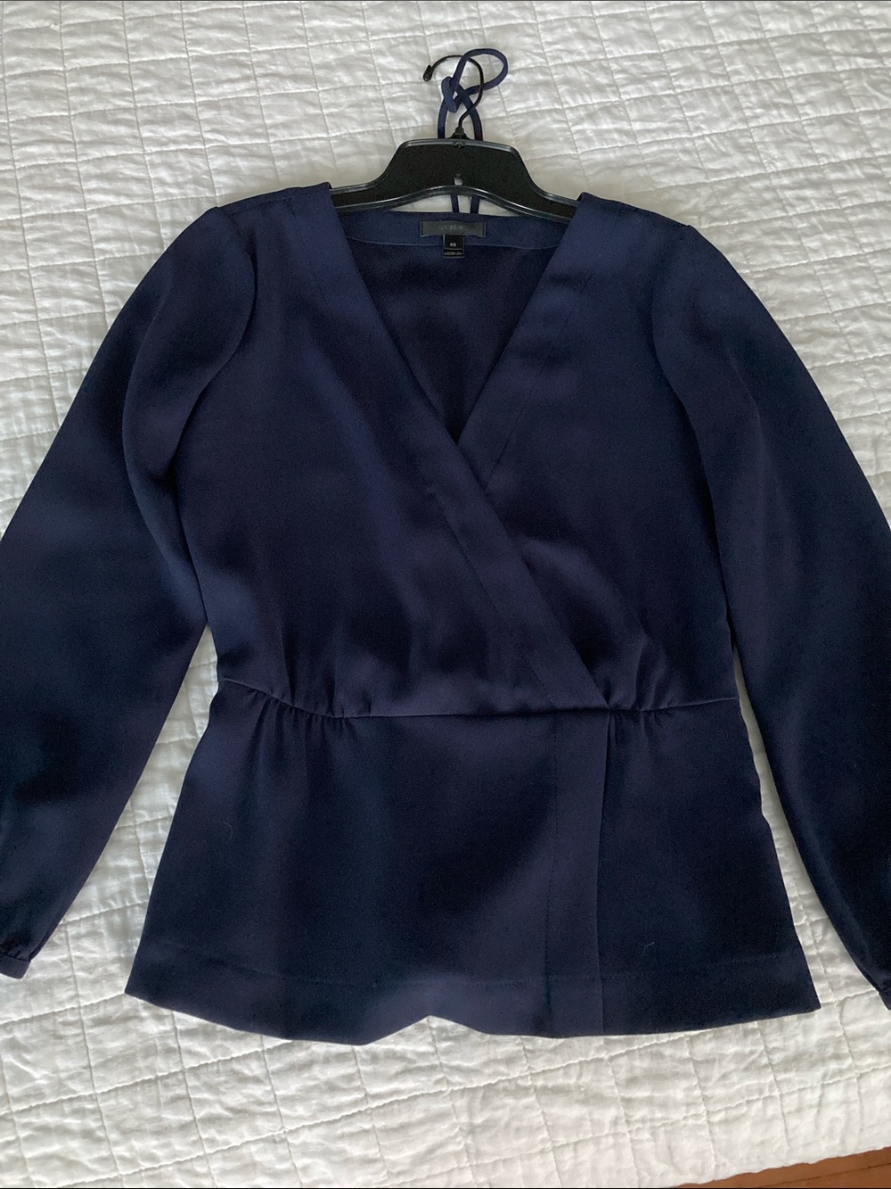 J. Crew Navy Wrap-Style Long Sleeve Blouse